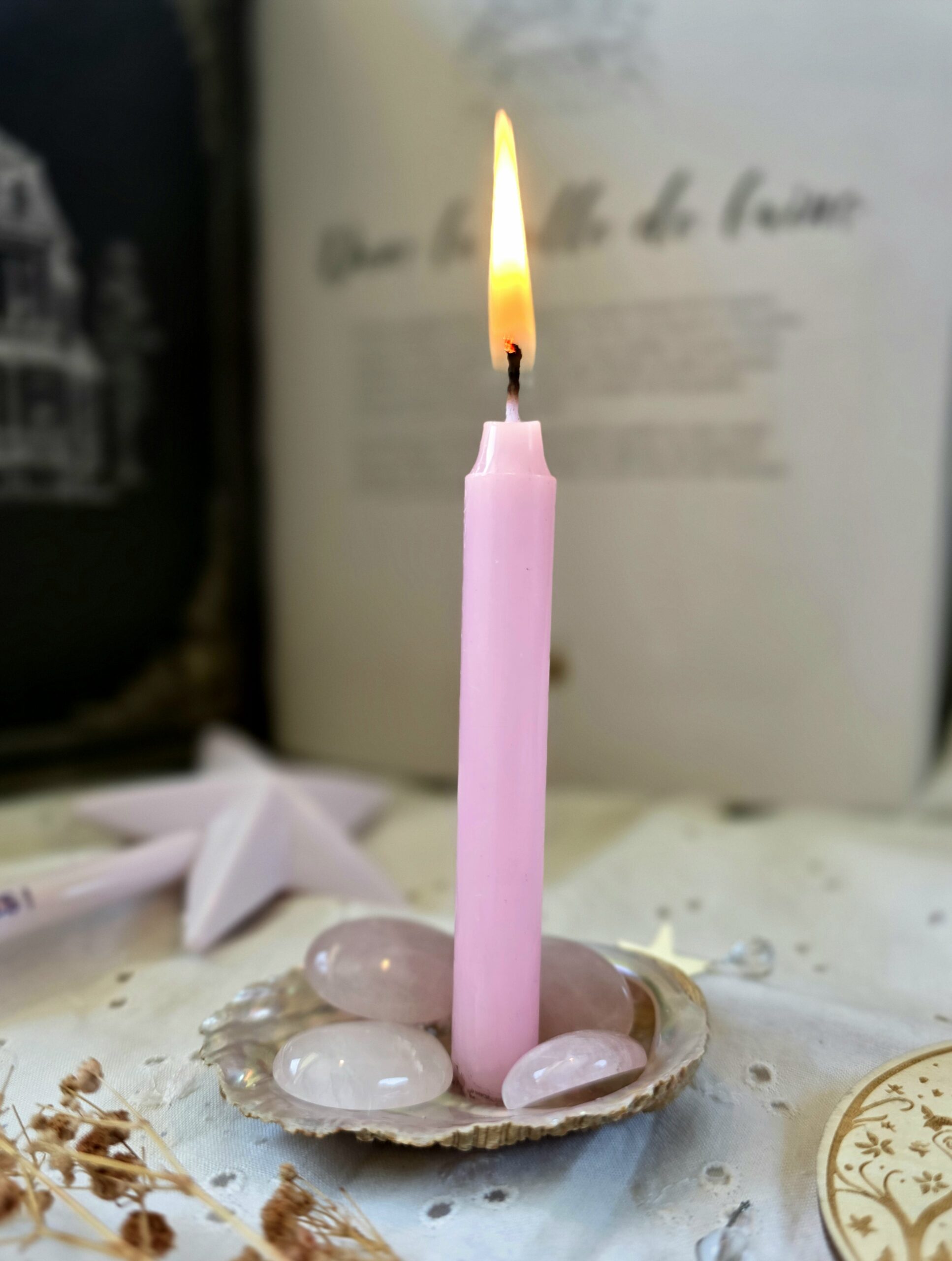 Bougie rose- Les petits chaudrons
